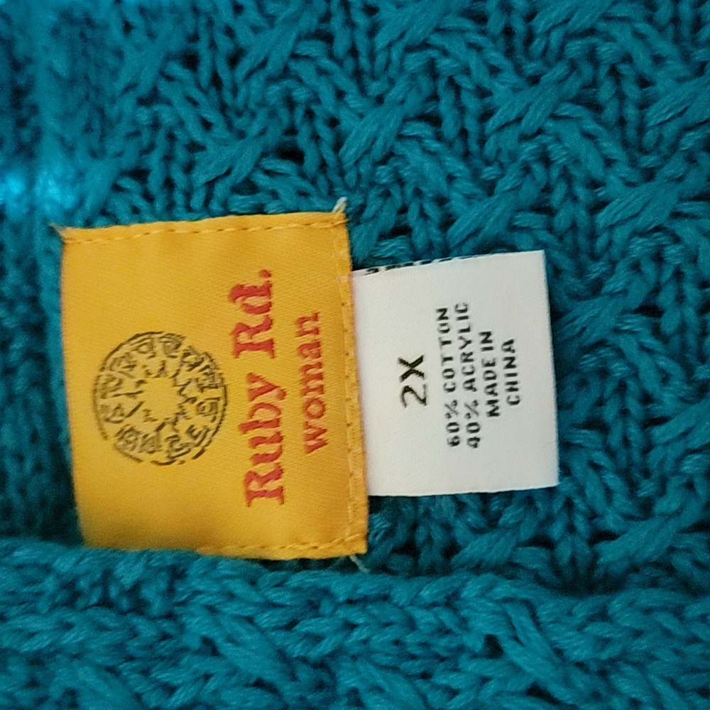 Ruby Rd. Turquoise Textured Cardigan - Picture 2 of 7